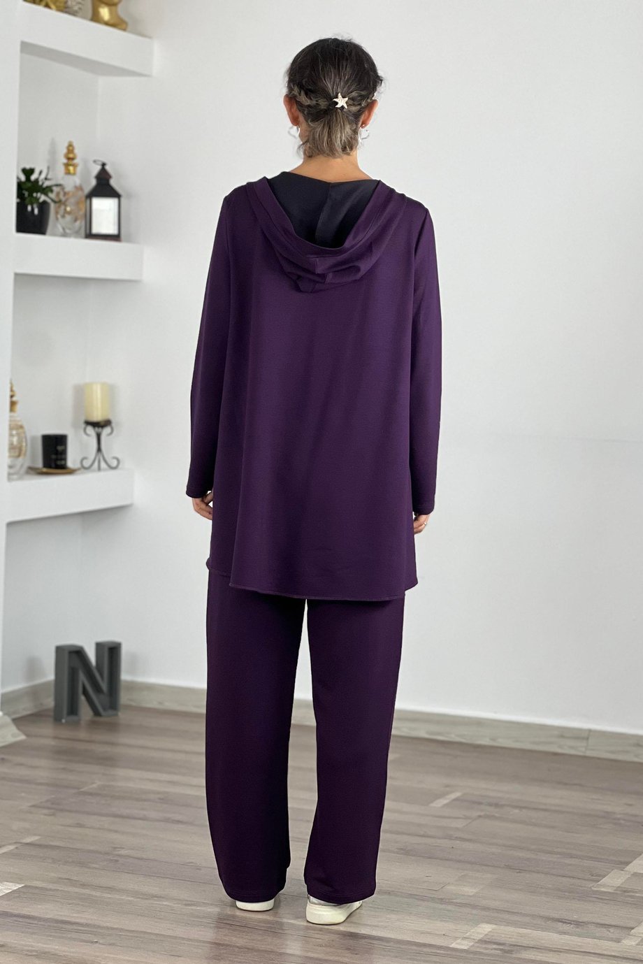 Mor Renk Jadore Taşlı Eşofman Takım