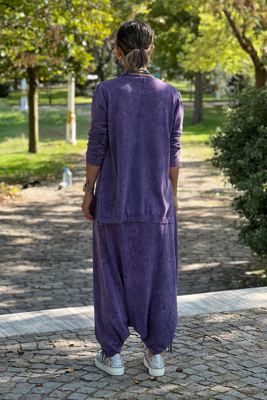 Mor Renk Tasarım Şalvar Takım