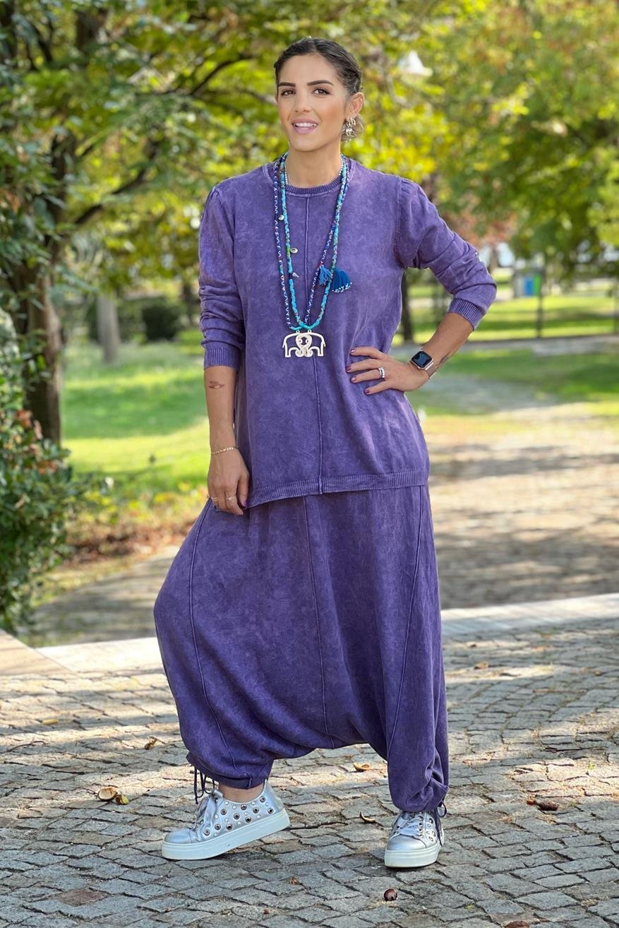 Mor Renk Tasarım Şalvar Takım