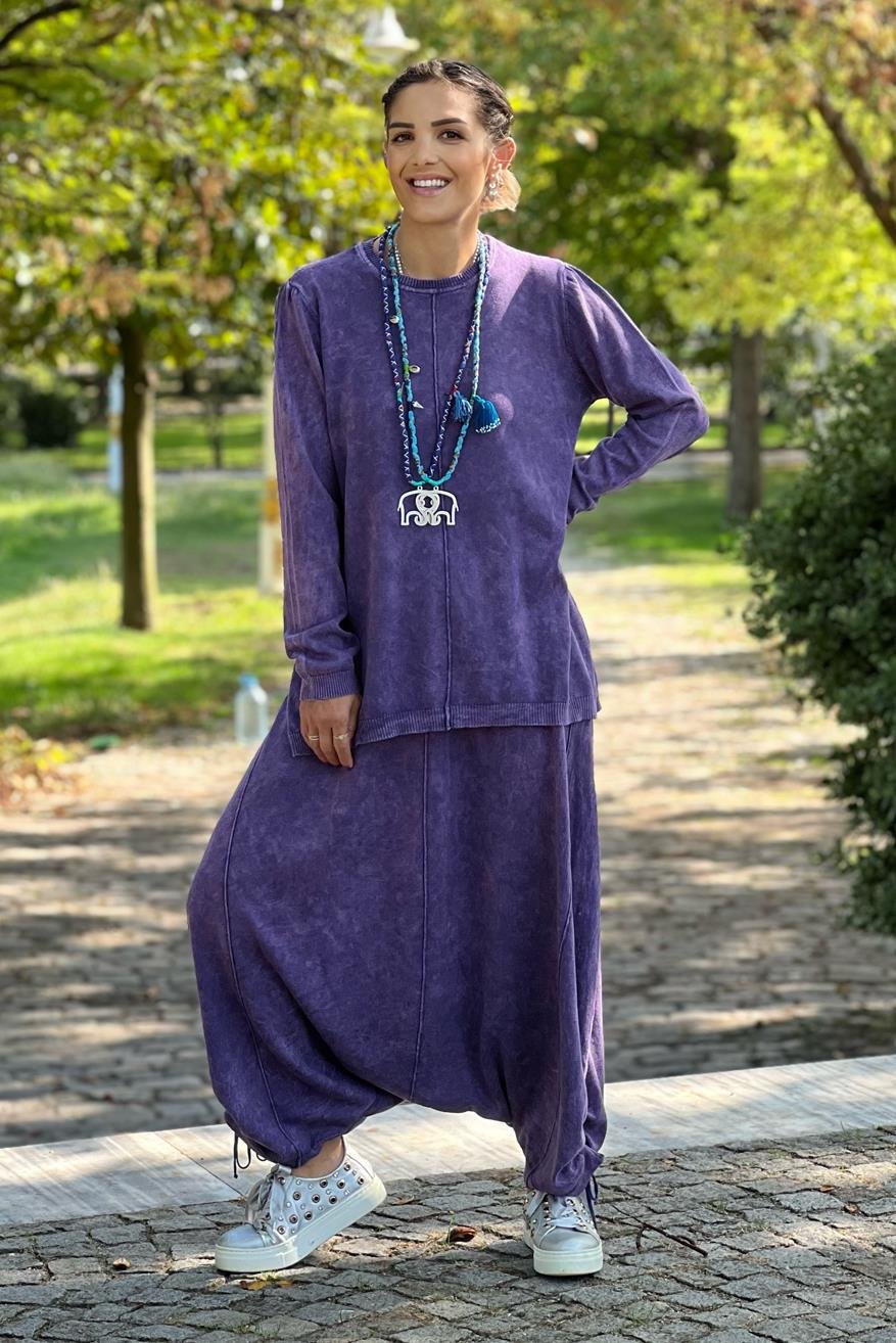 Mor Renk Tasarım Şalvar Takım