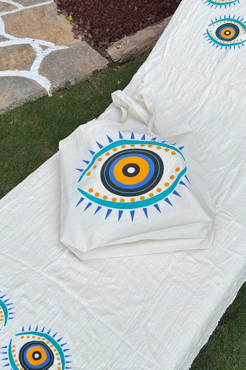 Nazar Desenli Bez Çanta