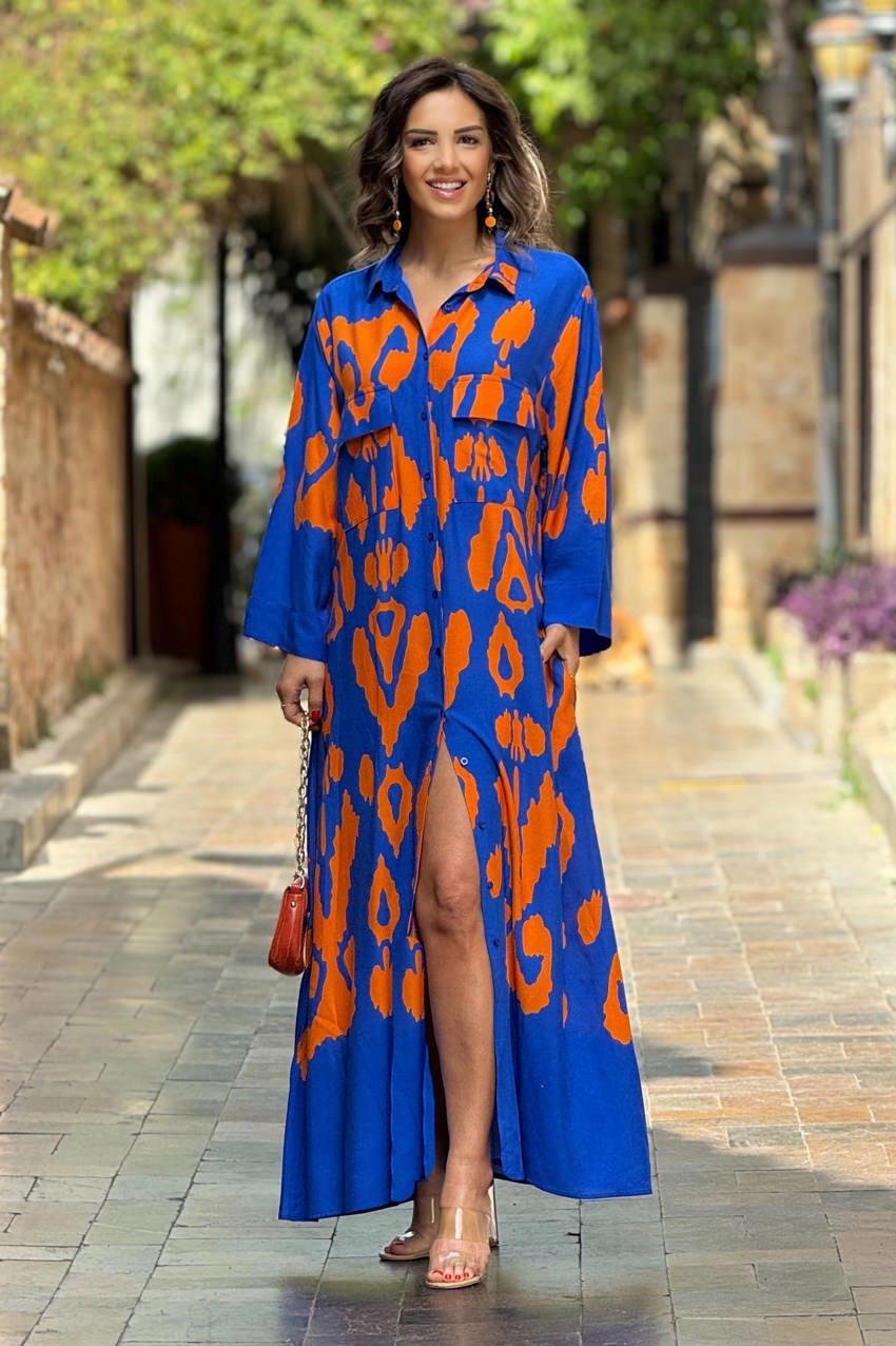 Oranj Alice Desen Gömlek Elbise