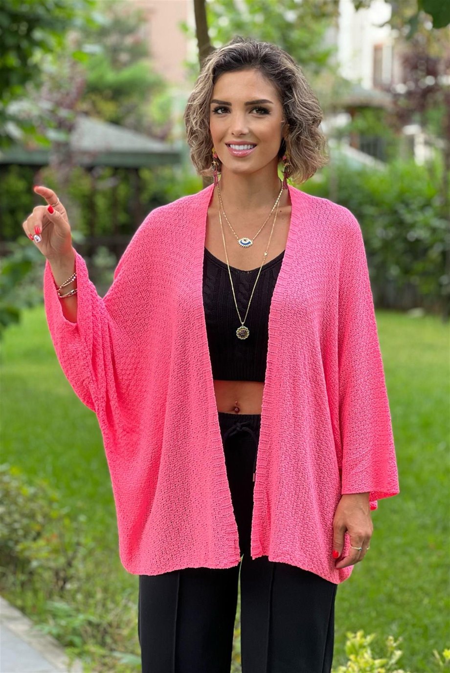 Pembe Renk Triko Hırka