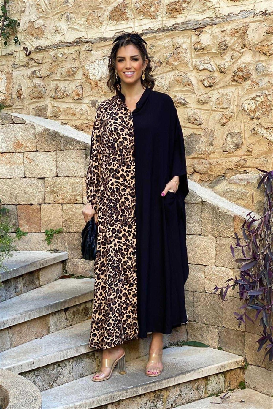 Semi Leopar Gömlek Elbise