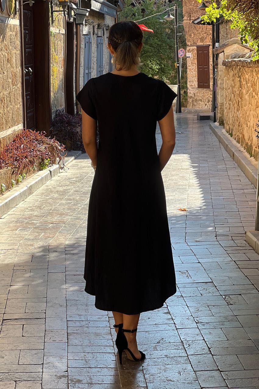 Siyah Afitap Elbise