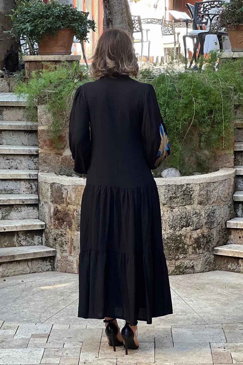 Siyah Endülüs Gömlek Elbise