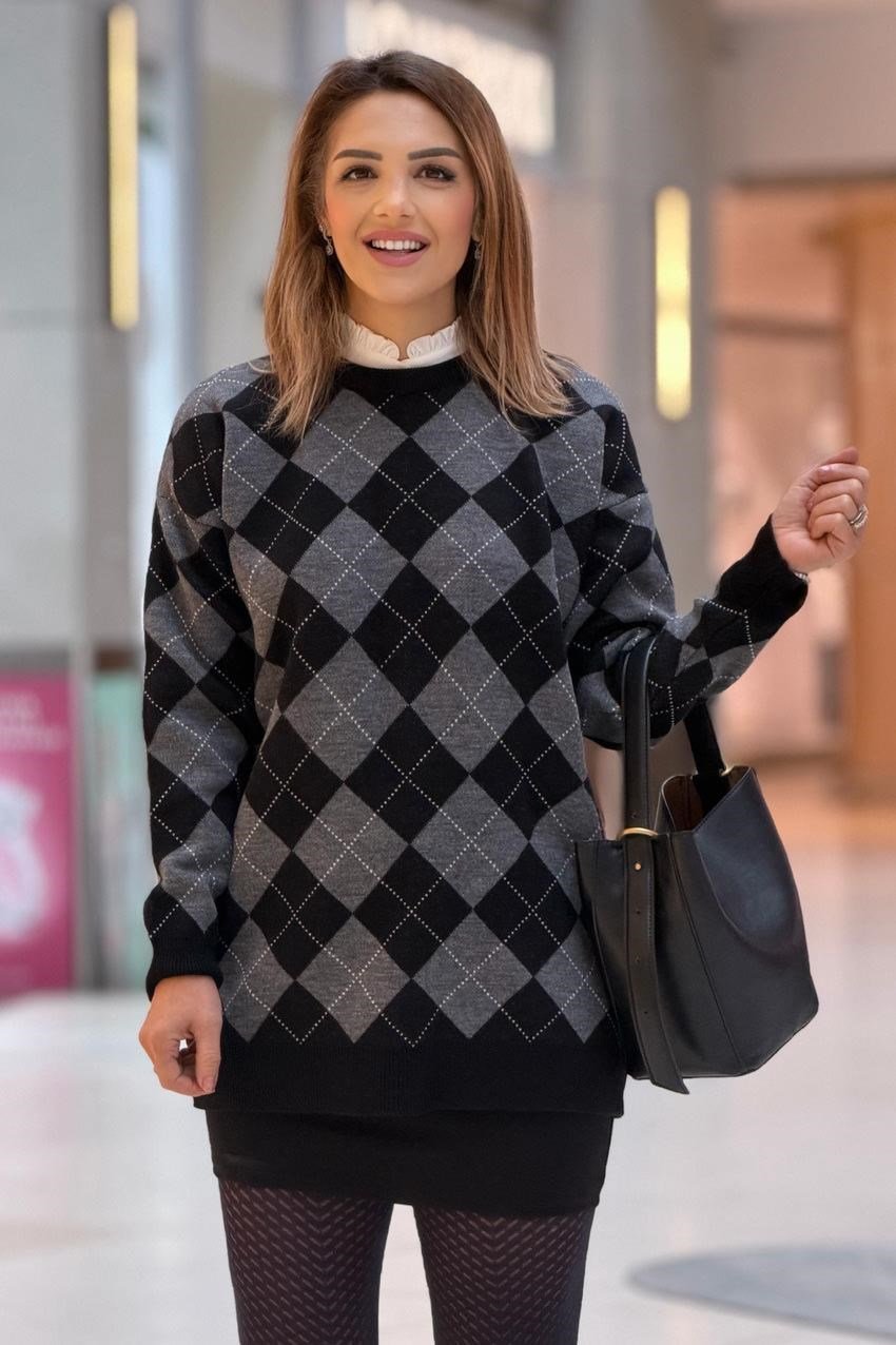 Siyah Gri Oxford Kazak