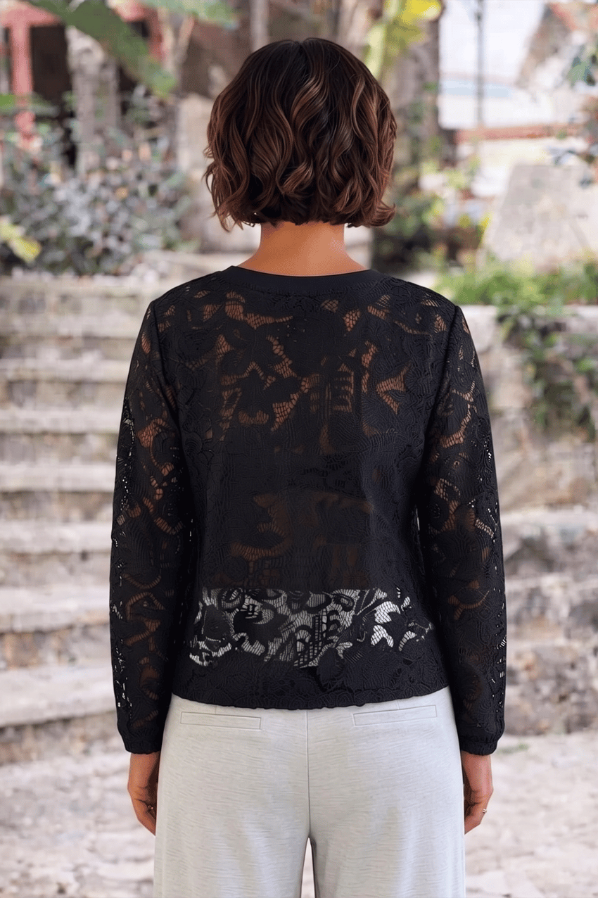 Siyah Güpürlü Tasarım Sweatshirt
