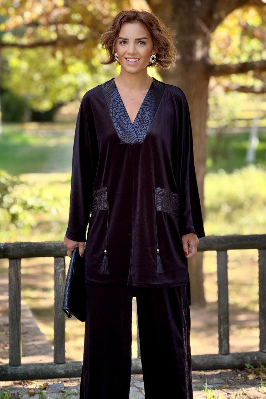 Siyah Kadife İtalyan Takım