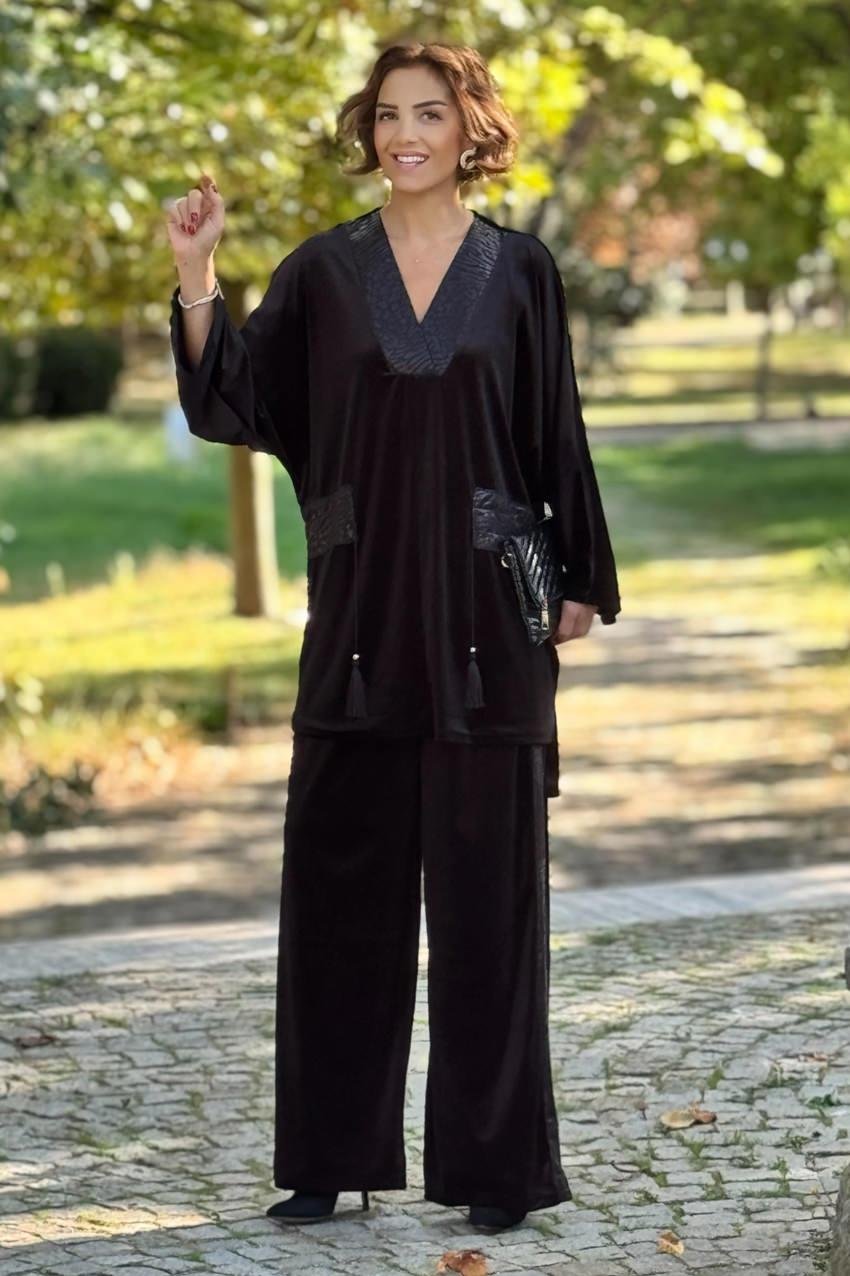 Siyah Kadife İtalyan Takım