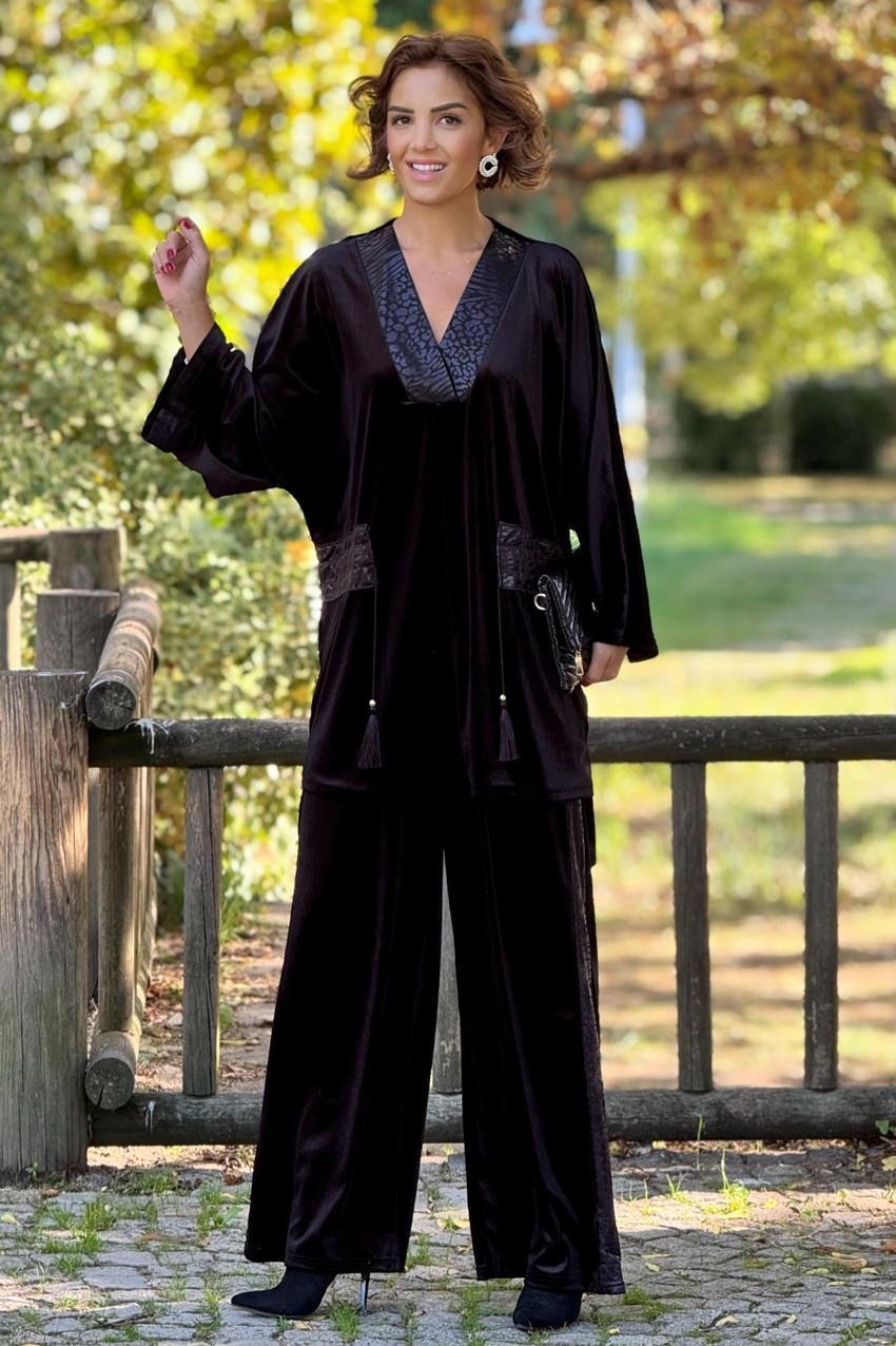 Siyah Kadife İtalyan Takım