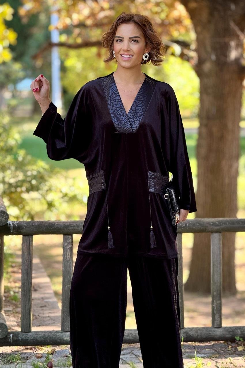 Siyah Kadife İtalyan Takım