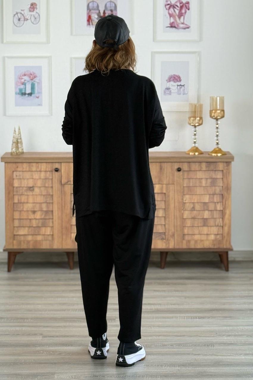 Siyah Lucky Pantolon Bluz Takım