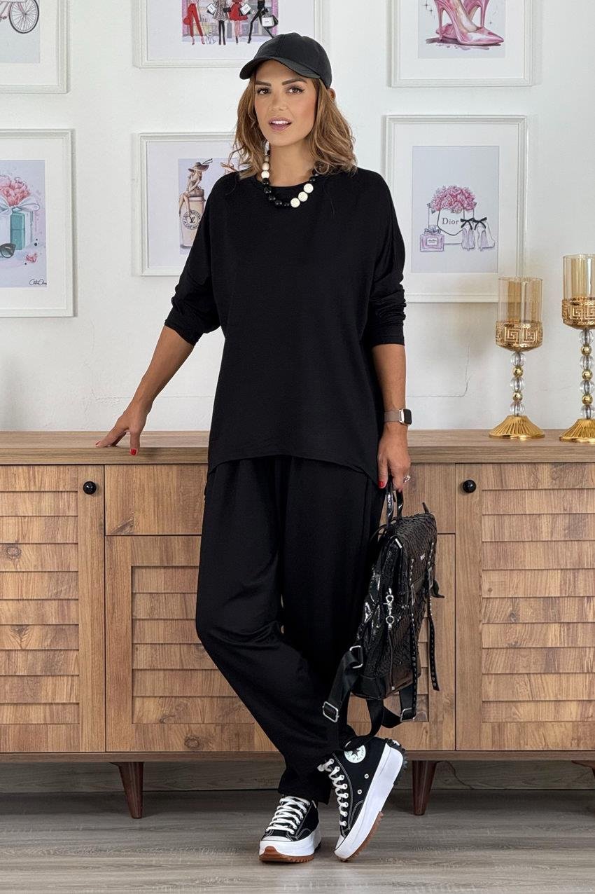 Siyah Lucky Pantolon Bluz Takım