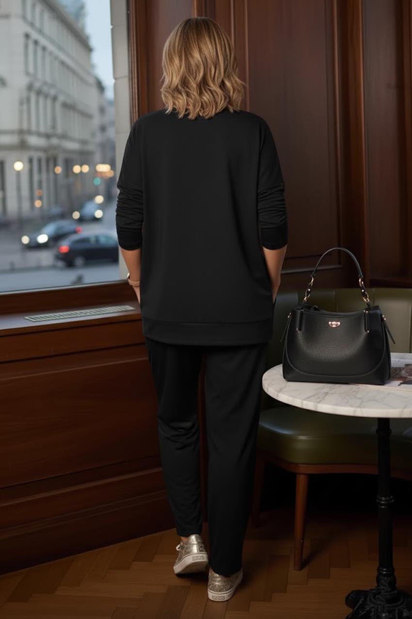 Siyah Lucky Pantolon Bluz Takım