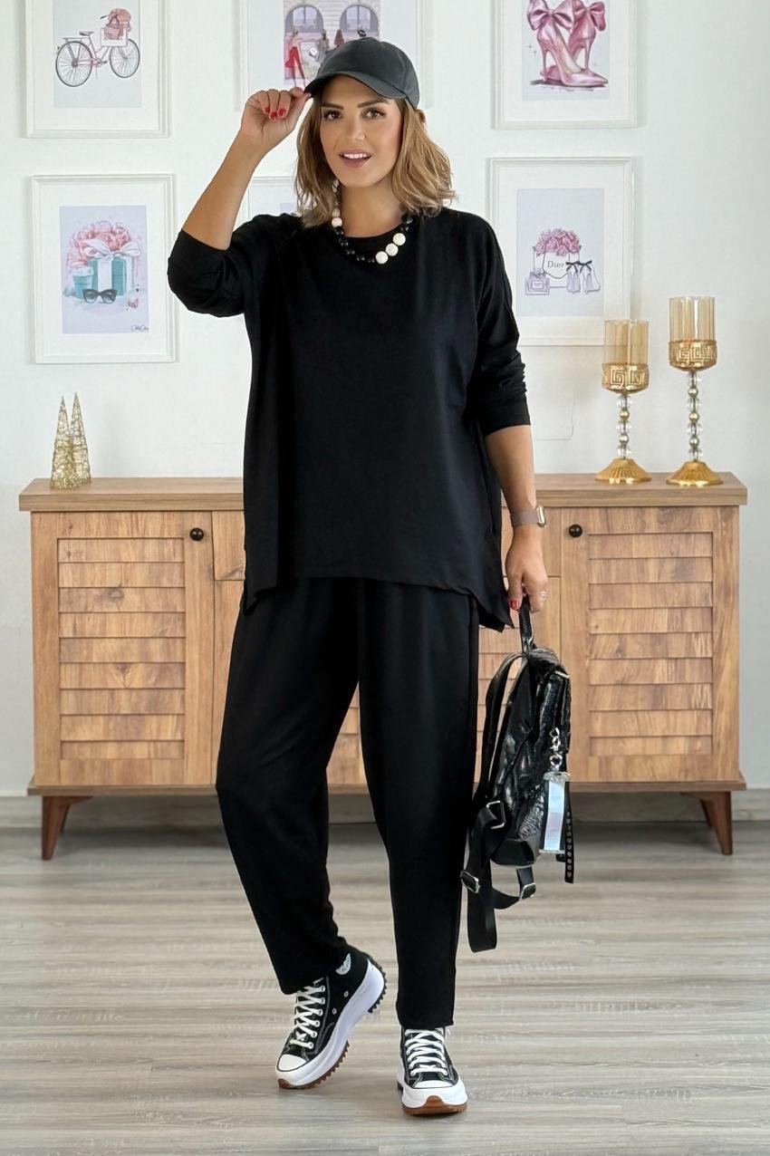 Siyah Lucky Pantolon Bluz Takım