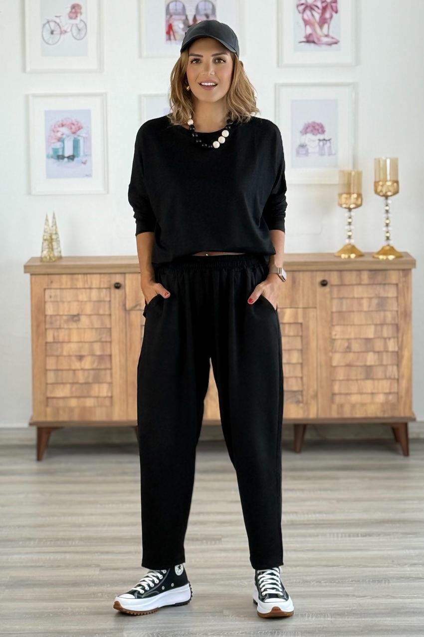 Siyah Lucky Pantolon Bluz Takım