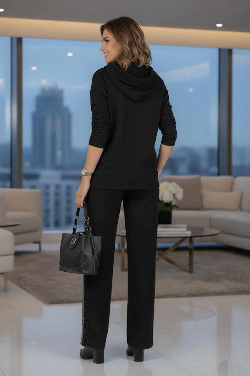 Siyah Paris Işıltılı Premium Takım