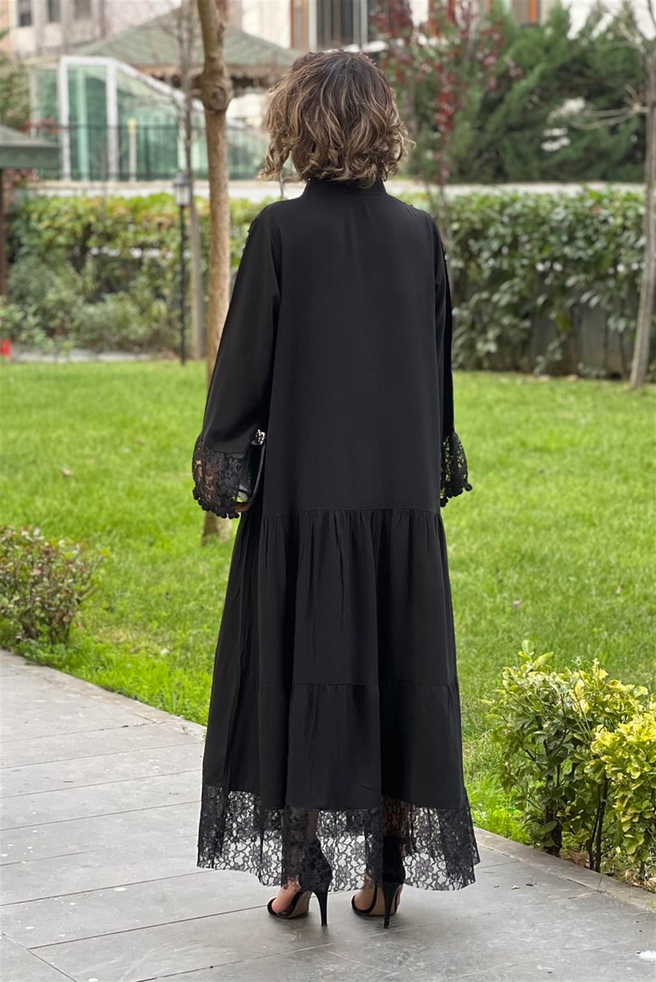 Siyah Romantik Dantelli Elbise
