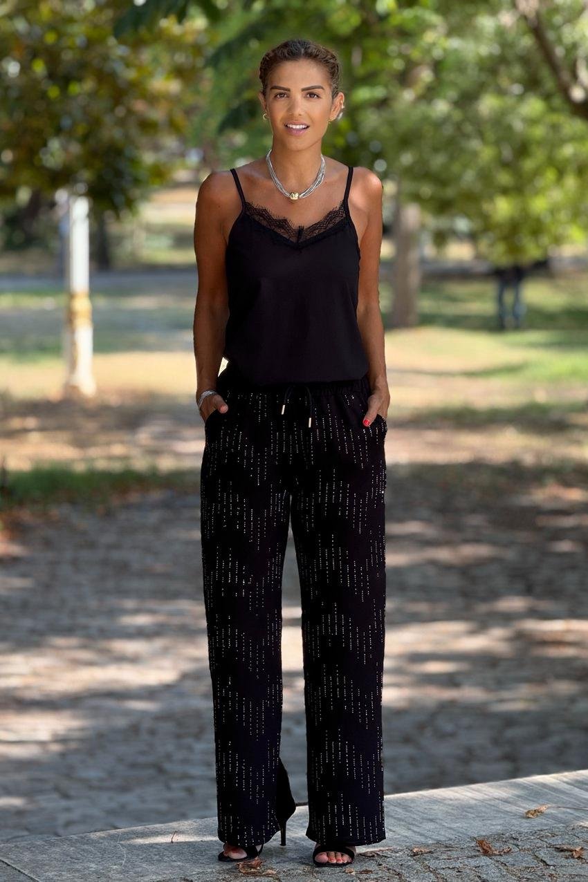 Siyah Taşlı Pantolon