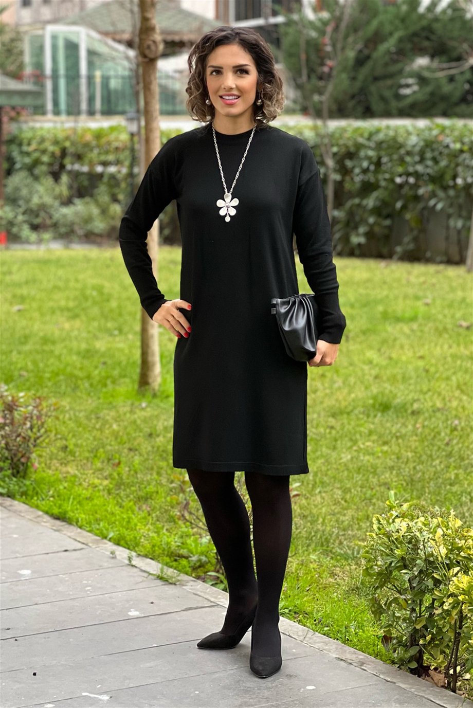Siyah Triko Elbise