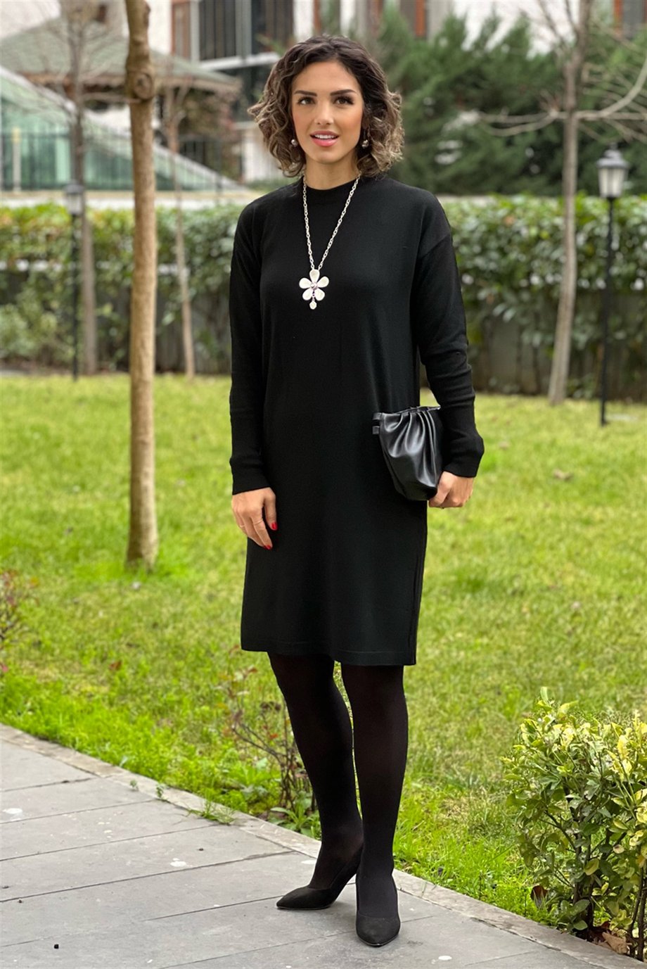 Siyah Triko Elbise