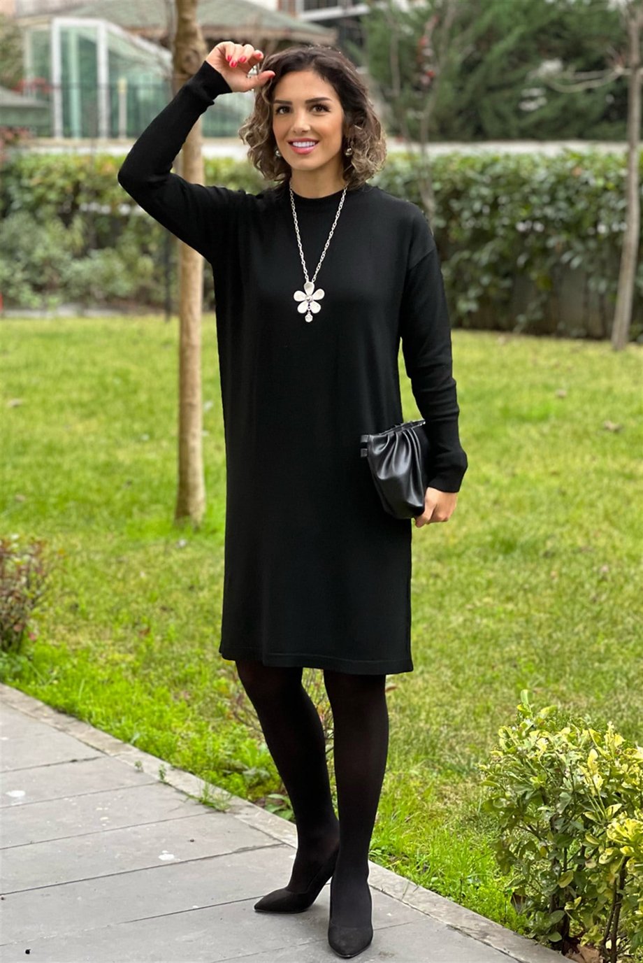 Siyah Triko Elbise