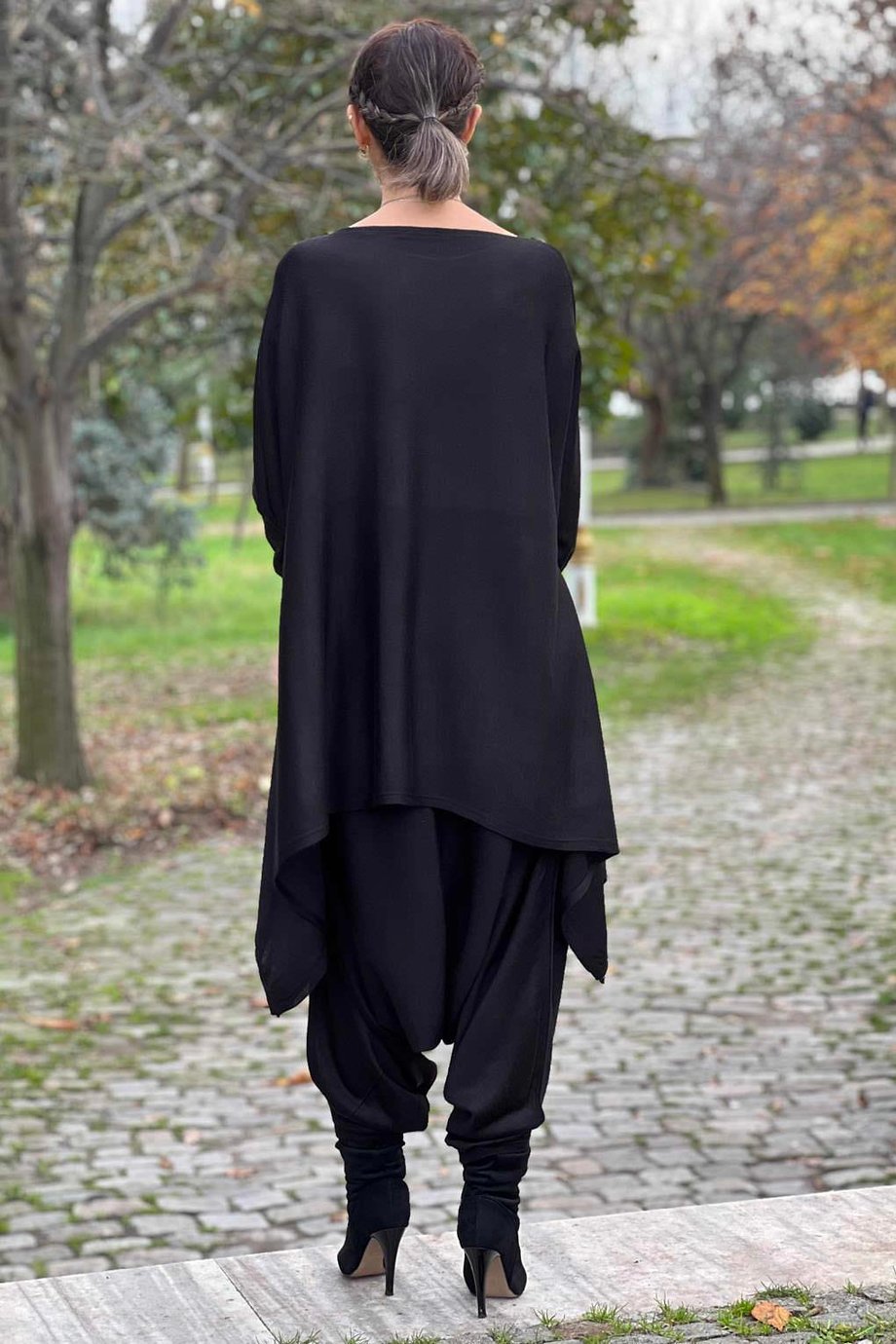 Siyah Ürgüp Triko Şalvar Bluz Takım