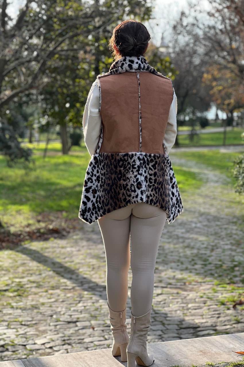 Taba Renk Güderi Yelek