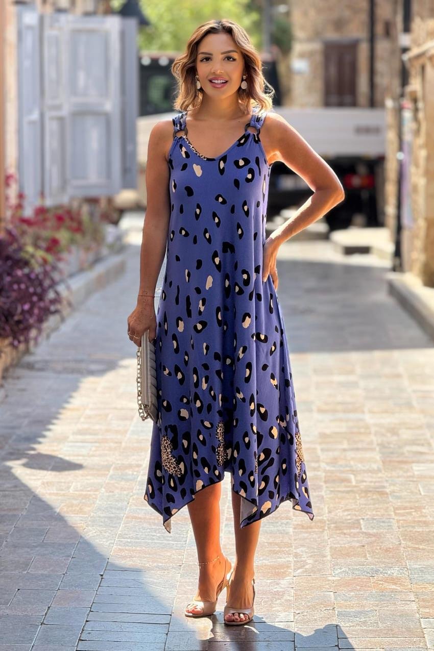 TOKALI Mavi Dalmaçyalı Askılı Elbise