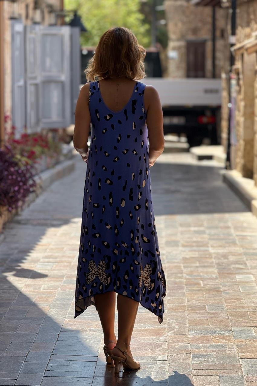 TOKALI Mavi Dalmaçyalı Askılı Elbise