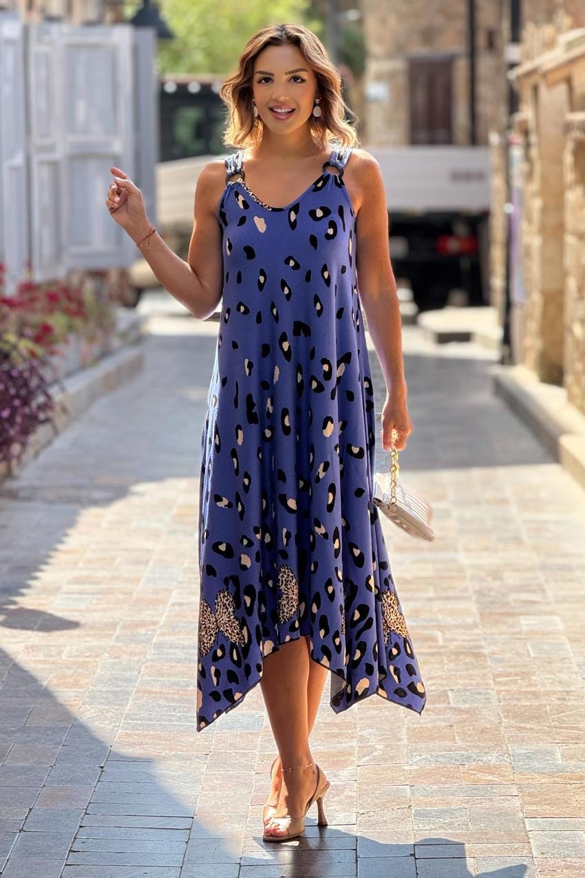 TOKALI Mavi Dalmaçyalı Askılı Elbise