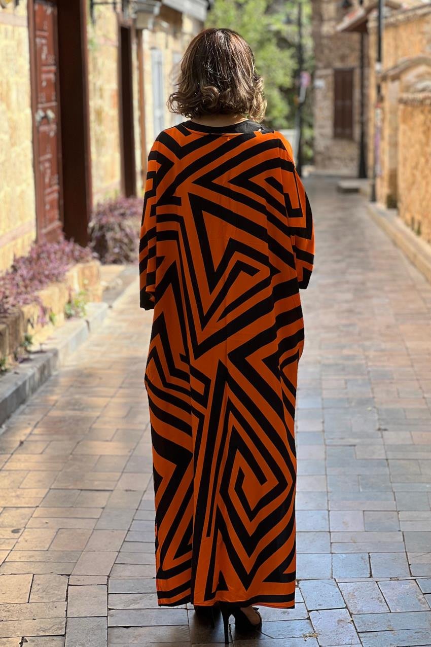 Turuncu Çizgili Pantolon Tunik İkili Takım