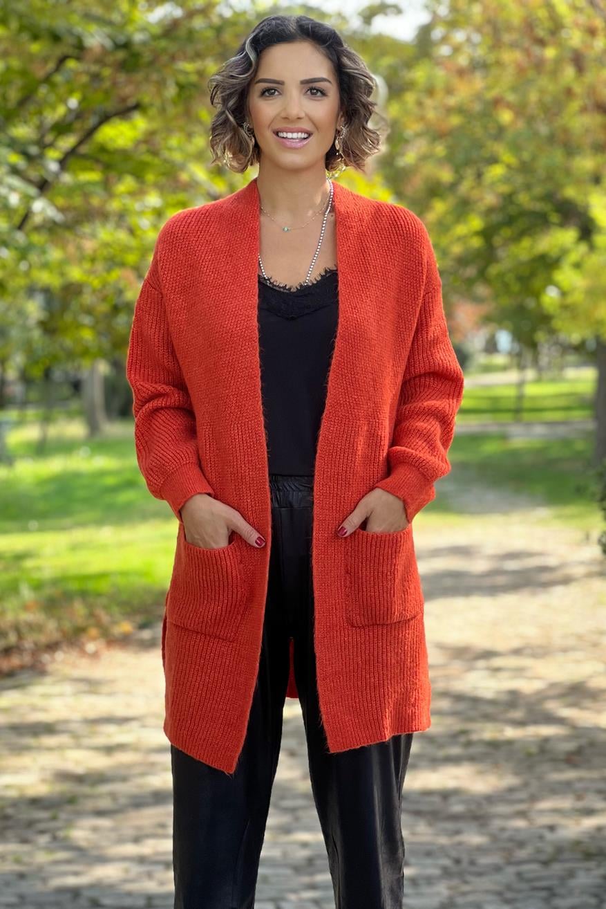 Turuncu Yumoş Hırka