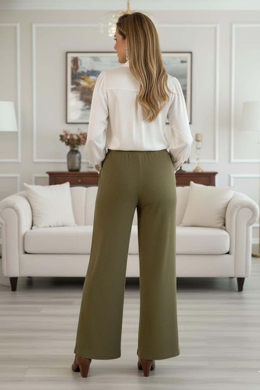 Yağ Yeşili Kadife Pantolon