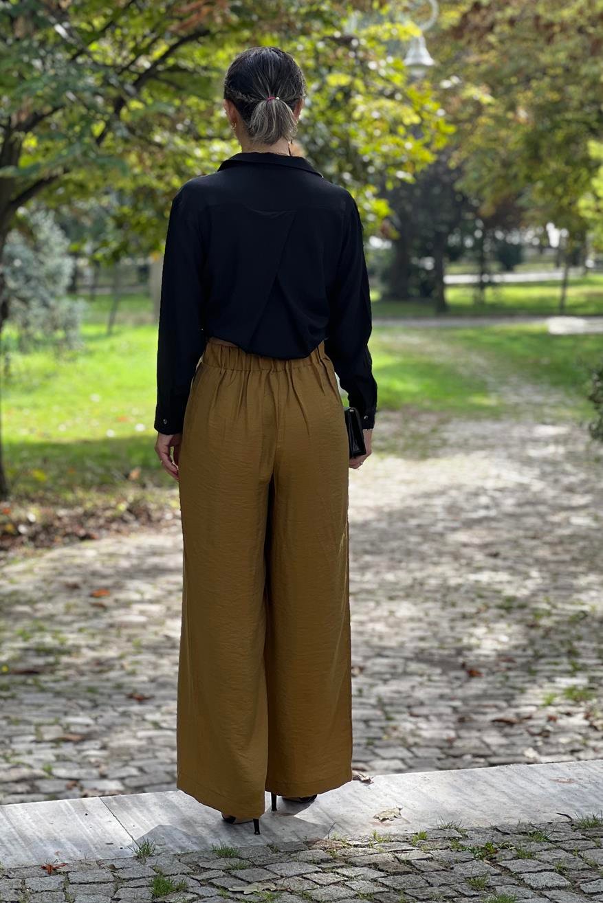 Yağ Yeşili Renk Belezza Palazzo Pantolon