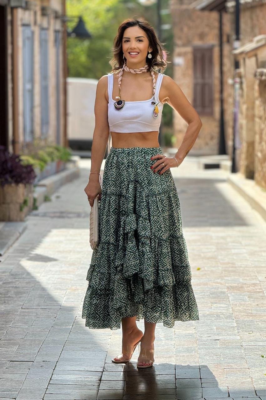 Yeşil Renk İspanyol Etek