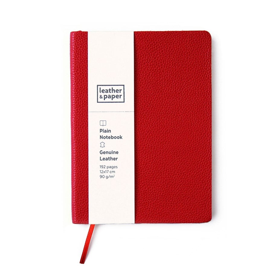 12 x 17 Kırmızı Deri Defter Çizgisiz