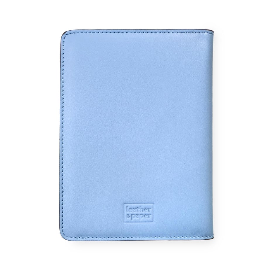 Açık Mavi Deri Pasaport Kılıfı, Valiz Etiketi ve Anahtarlık Hediye Kutusu