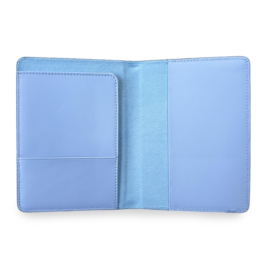 Açık Mavi Deri Pasaport Kılıfı, Valiz Etiketi ve Anahtarlık Hediye Kutusu