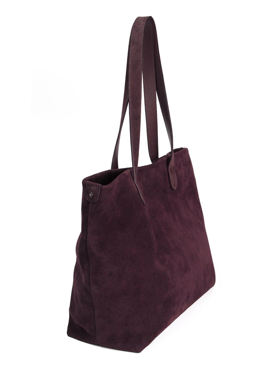 Bordo Süet Deri Tote Çanta Classic