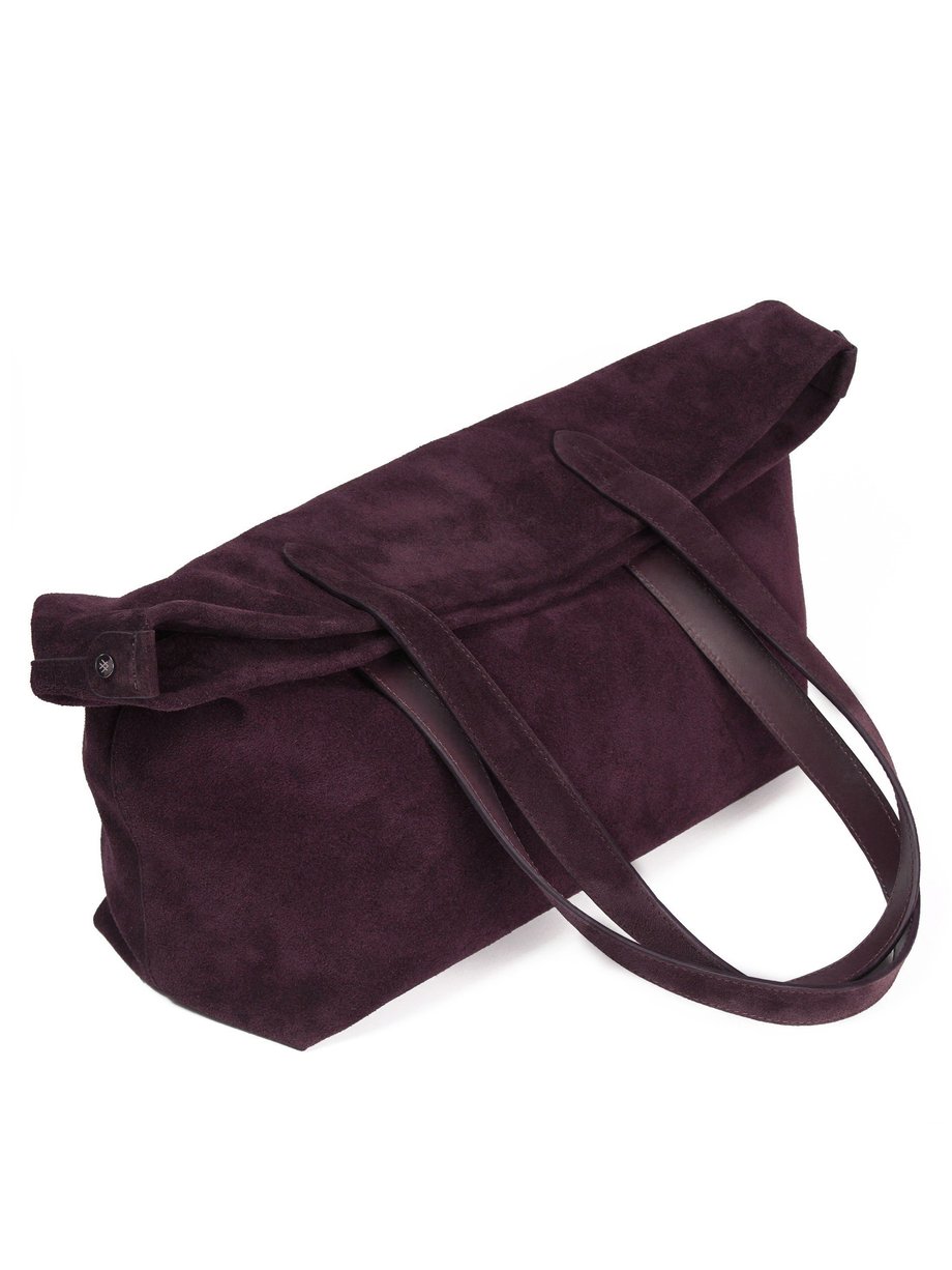 Bordo Süet Deri Tote Çanta Classic