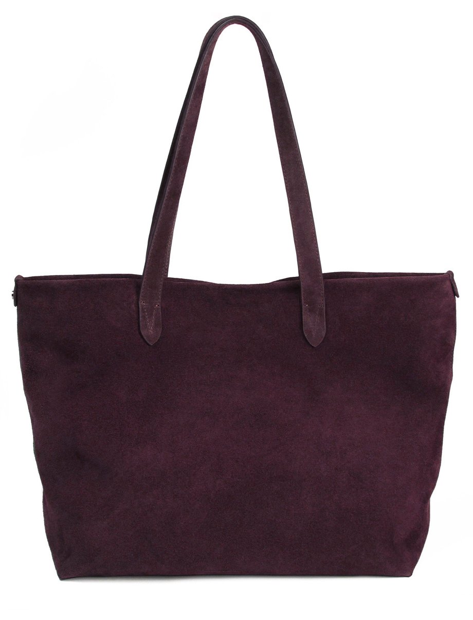 Bordo Süet Deri Tote Çanta Classic