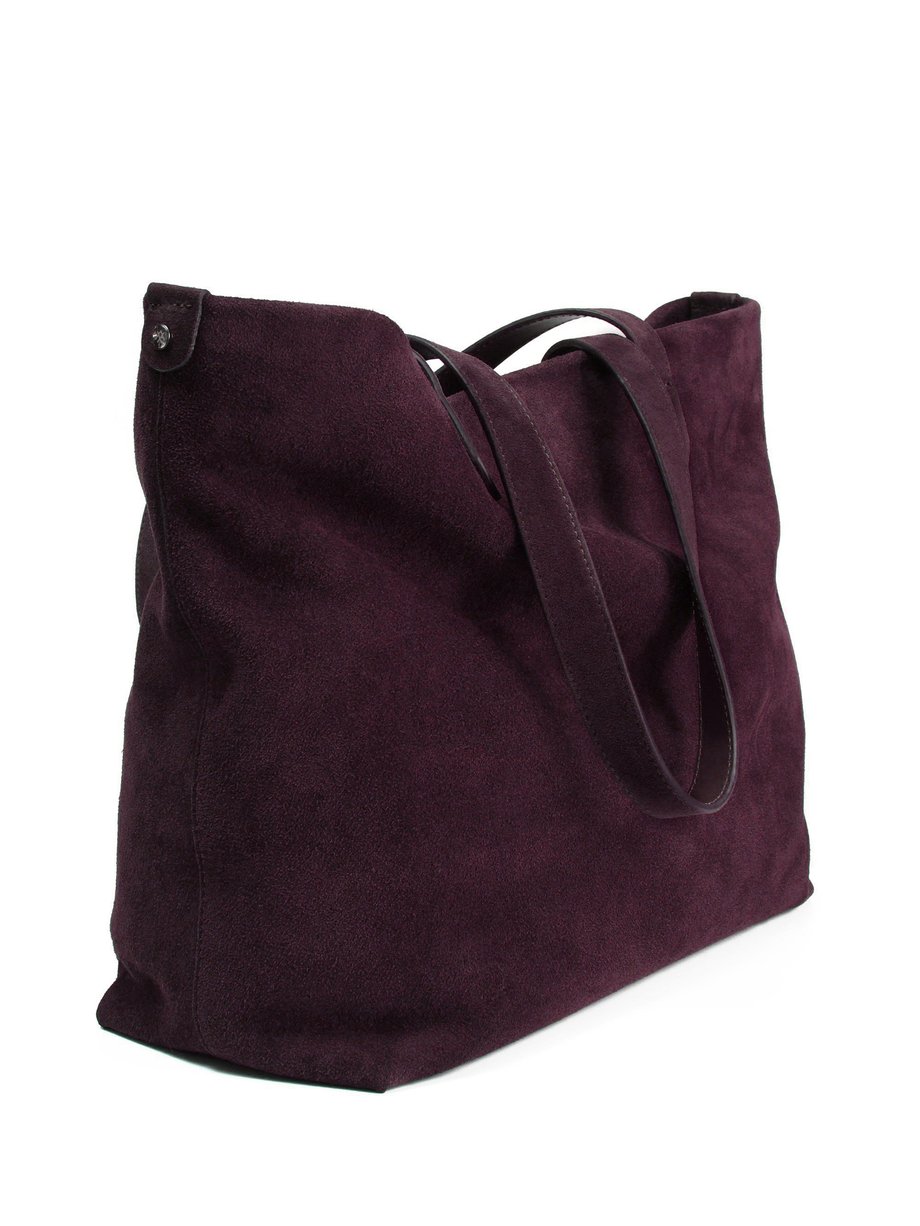 Bordo Süet Deri Tote Çanta Classic