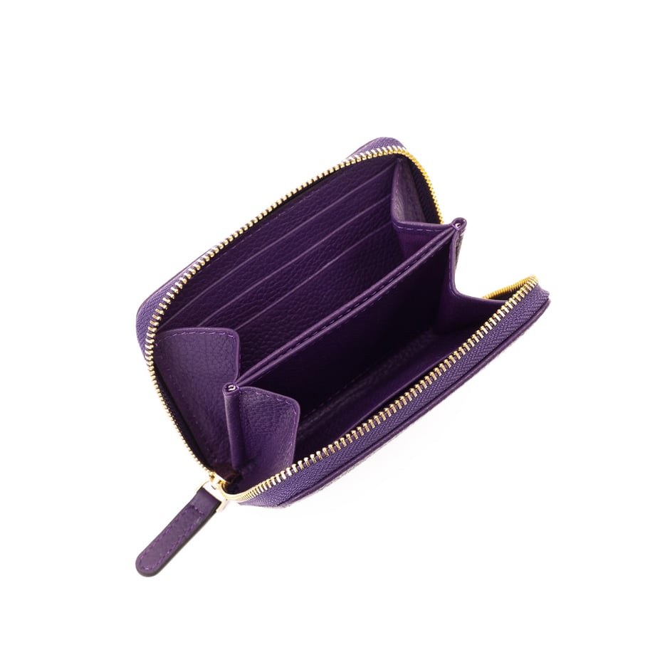 Deri Mini Cüzdan Mor