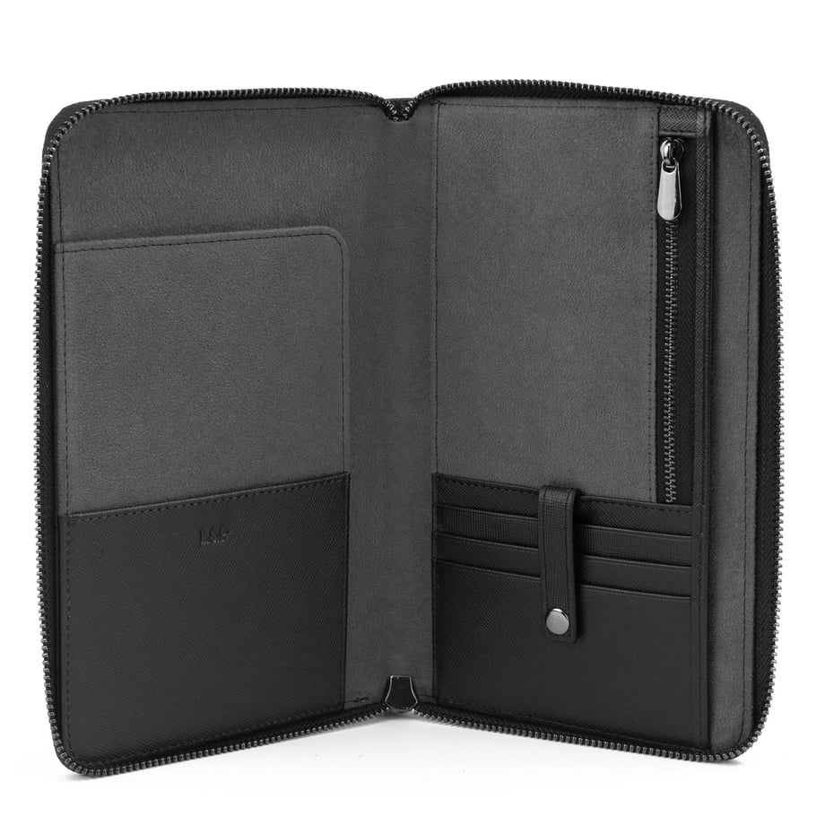 Dokulu Deri Küçük Organizer El Çantası Siyah