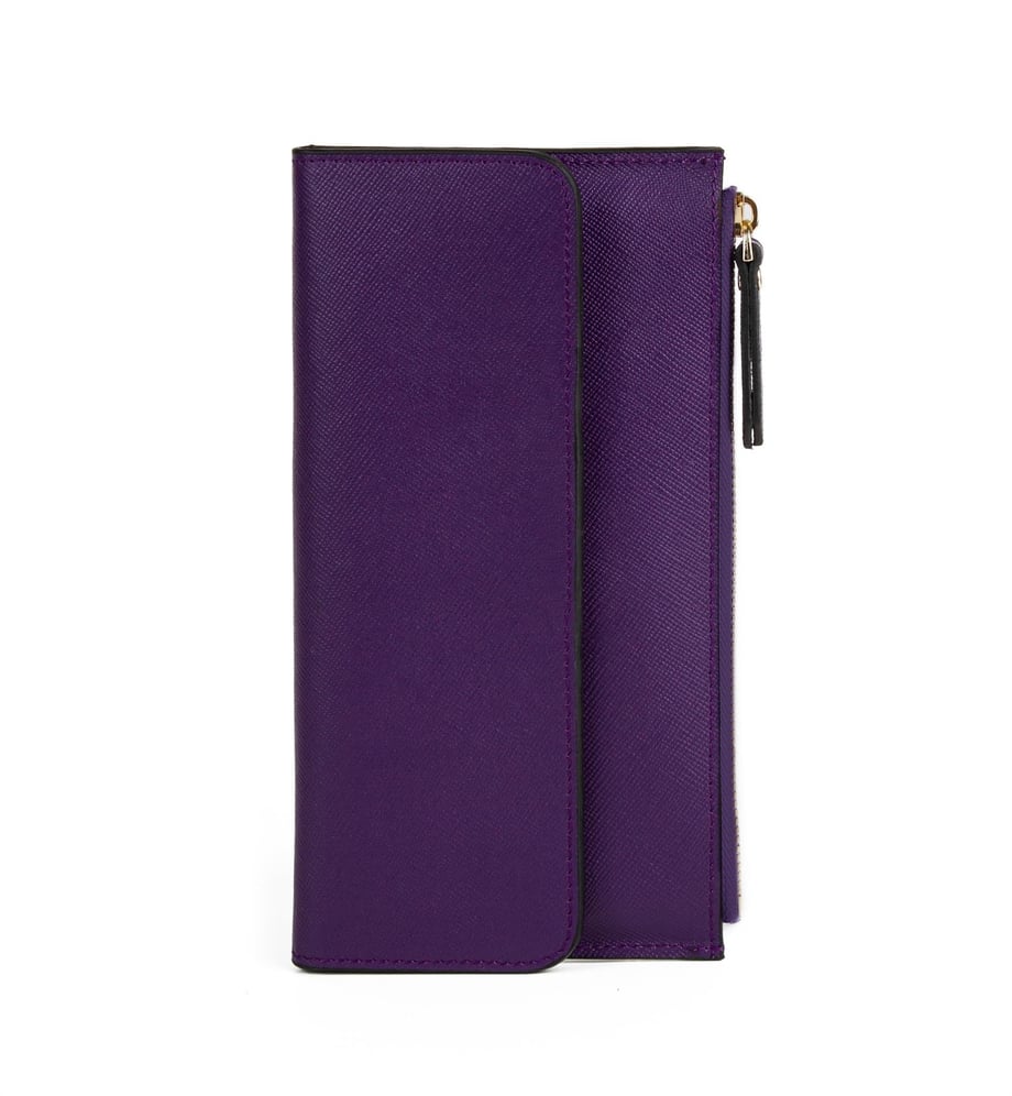 Dokulu Deri Slim Cüzdan Mor