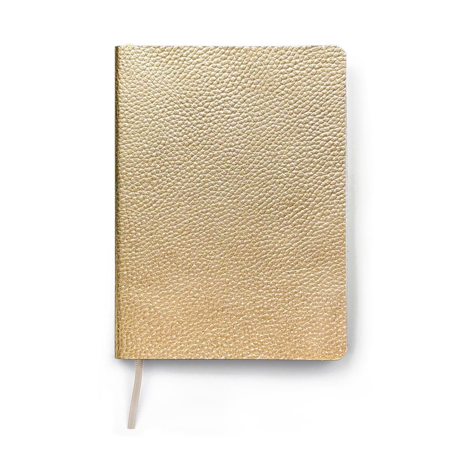 Orta Boy Dore Deri Defter 12 x 17 Çizgisiz