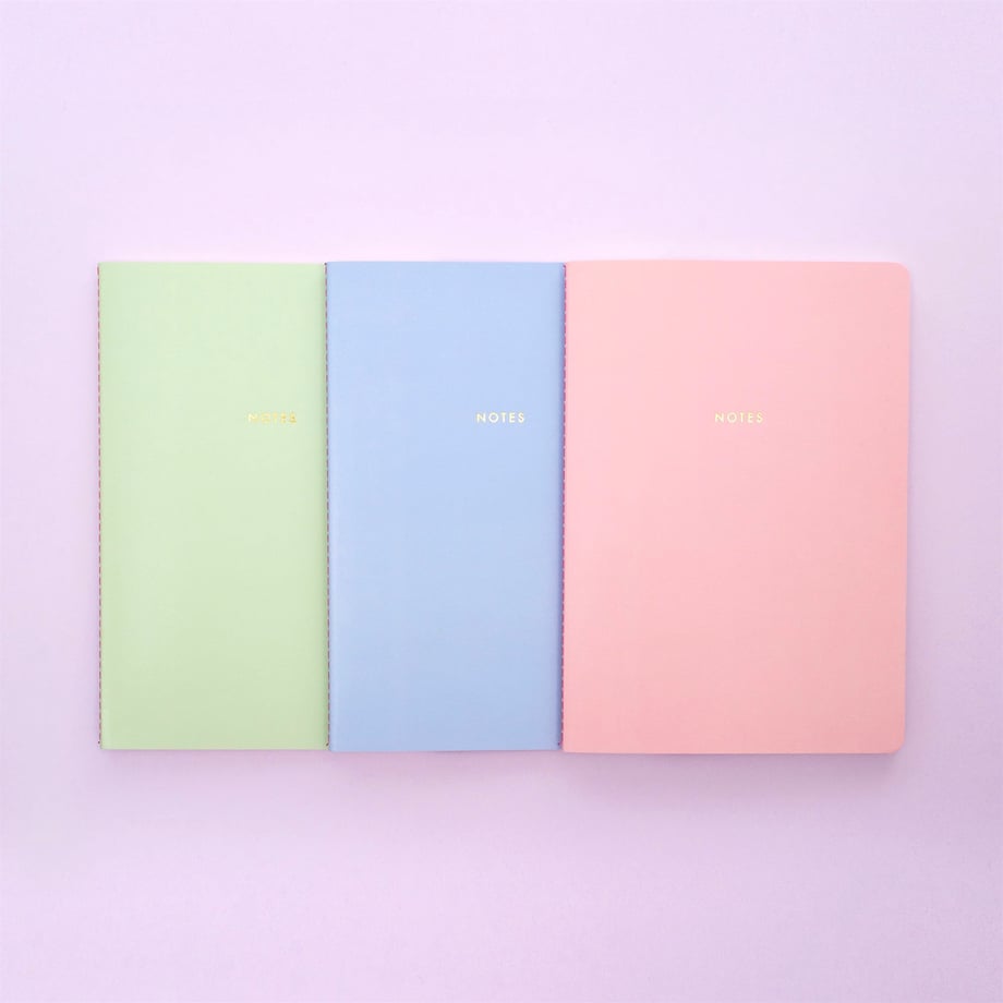 Pastel Yumuşak Kapak 3'lü Defter Seti A5 Çizgisiz