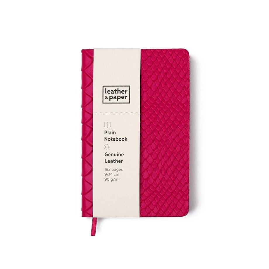 Pembe Yılan Baskı Deri Defter 9 x 14 Çizgisiz